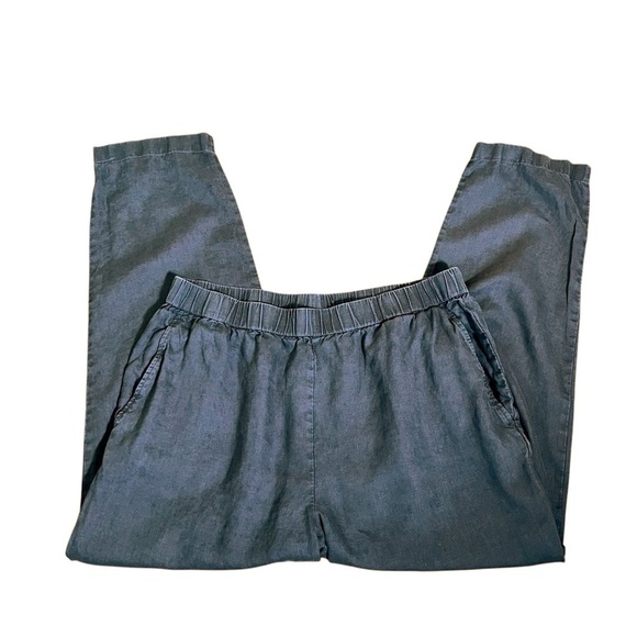 Eileen Fisher Women’s Size L Gray Linen Pants Cropped Pull On Pockets Minimalist - Picture 2 of 7